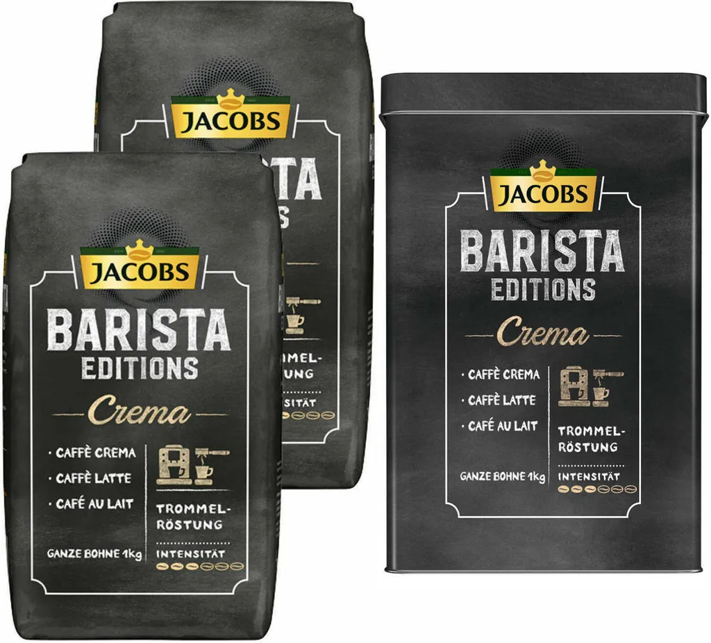 JACOBS Kaffeebohnen Barista Editions Crema 2 X 1 Kg Ganze Bohne + 1 Aluminium Dose Im Barista Design 3 JACOBS Kaffeebohnen Barista Editions Crema 2 X 1 Kg Ganze Bohne + 1 Aluminium Dose Im Barista Design