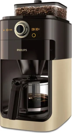 Philips HD7768/90 Grind & Brew Filter Kaffeemaschine, Mahlwerk, Timer, Champagner/schwarz -Bon Cafe Store 0cf913b2a5062d2f7e8cc9e6e8dd0b05