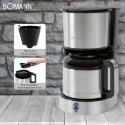Bomann Thermo-Kaffeeautomat KA 6037 CB Edelstahl/schwarz -Bon Cafe Store 1131f6fa5baca8f44ae21d0c75392b49