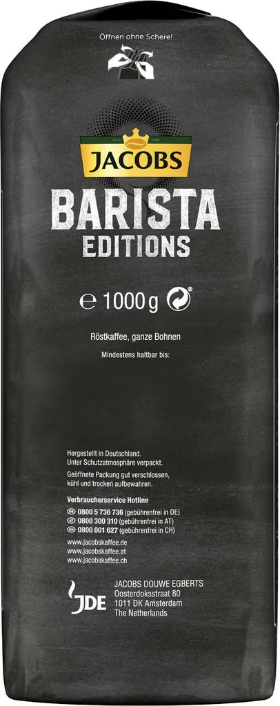 JACOBS Kaffeebohnen Barista Editions Crema Intense 2 X 1kg Ganze Bohnen + 1 Aluminiumdose Im Barista Design 11 JACOBS Kaffeebohnen Barista Editions Crema Intense 2 X 1kg Ganze Bohnen + 1 Aluminiumdose Im Barista Design – Bild 9