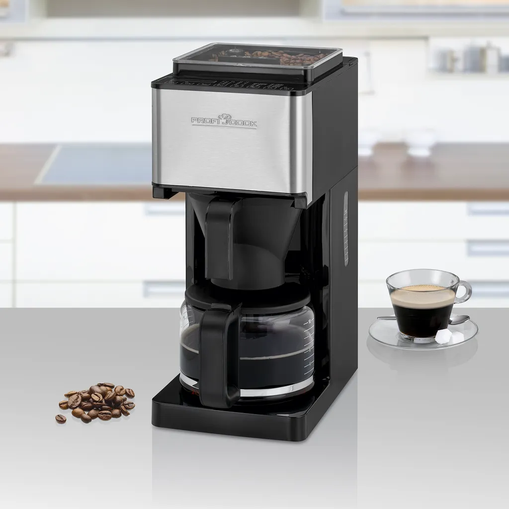ProfiCook Kaffeeautomat Mit Mahlwerk PC-KA 1138 Edelstahl/schwarz Für 8-10 Tassen 4 ProfiCook Kaffeeautomat Mit Mahlwerk PC-KA 1138 Edelstahl/schwarz Für 8-10 Tassen – Bild 2