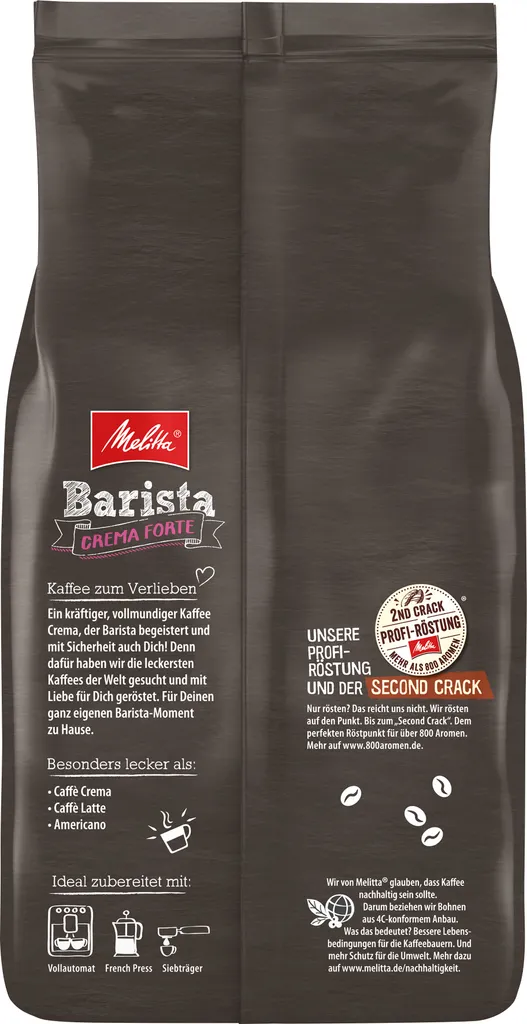 MELITTA Ganze Kaffeebohnen Barista Crema Forte 1100 G Kräftig Und Vollmundig 5 MELITTA Ganze Kaffeebohnen Barista Crema Forte 1100 G Kräftig Und Vollmundig – Bild 3
