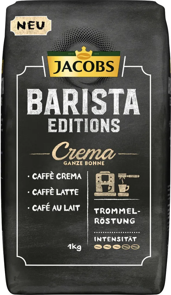 JACOBS Kaffeebohnen Barista Editions Crema 2 X 1 Kg Ganze Bohne + 1 Aluminium Dose Im Barista Design 6 JACOBS Kaffeebohnen Barista Editions Crema 2 X 1 Kg Ganze Bohne + 1 Aluminium Dose Im Barista Design – Bild 4