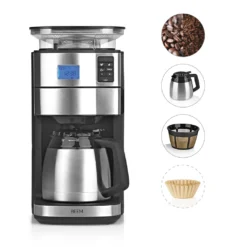 BEEM FRESH-AROMA-PERFECT II Filterkaffeemaschine Mit Mahlwerk - Thermo Kaffeemaschine Filterkaffeemaschine 10 Tassen Timer Thermoskanne Edelstahl -Bon Cafe Store 197f711788efc865e7aa46211868ac14