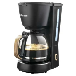 Bestron Filter-Kaffeemaschine Für 10 Tassen Kaffee, Inkl. 1,5 Liter Glaskanne, Permanentfilter & Warmhalteplatte, 1.000 Watt, Black & Wood-Design, Farbe: Schwarz / Holz -Bon Cafe Store 1c381a99b1f0e7b70ed074401dccc136