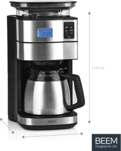 BEEM FRESH-AROMA-PERFECT II Filterkaffeemaschine Mit Mahlwerk - Thermo Kaffeemaschine Filterkaffeemaschine 10 Tassen Timer Thermoskanne Edelstahl -Bon Cafe Store 1d25da23d2b3c25097e6c908222a45d5