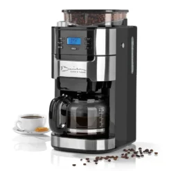 Barista Kaffeemaschine Mahlwerk 900W Edelstahl/Schwarz 12 Tassen Permanentfilter
