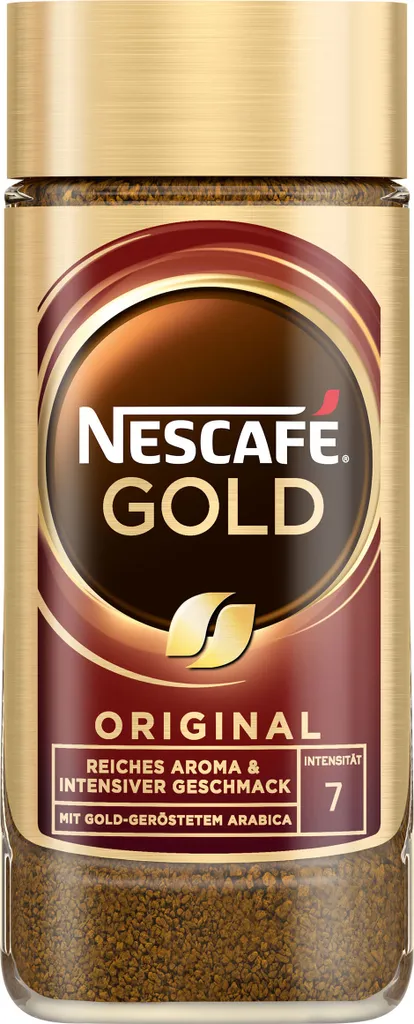 Nestlé® Nescafé Gold Das Original, Löslicher Bohnenkaffee, Kaffee, Gemahlener Röstkaffee, Glas, 100 G 3 Nestlé® Nescafé Gold Das Original, Löslicher Bohnenkaffee, Kaffee, Gemahlener Röstkaffee, Glas, 100 G
