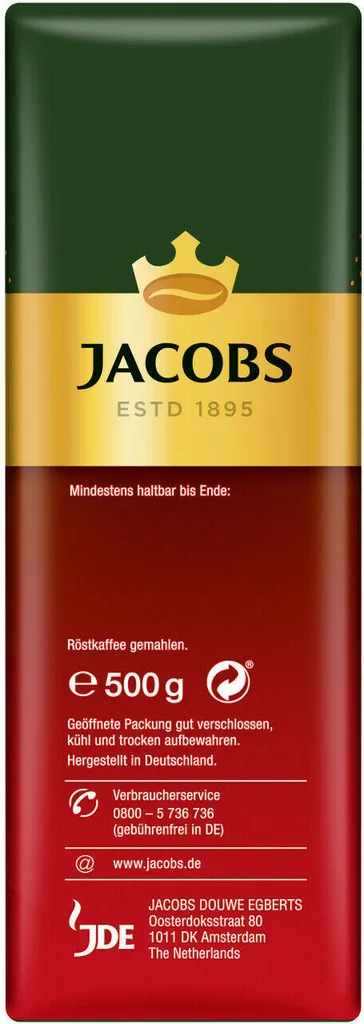 JACOBS Filterkaffee Meisterröstung 6 X 500g Pulver-Kaffee Gemahlen Röstkaffee 7 JACOBS Filterkaffee Meisterröstung 6 X 500g Pulver-Kaffee Gemahlen Röstkaffee – Bild 5