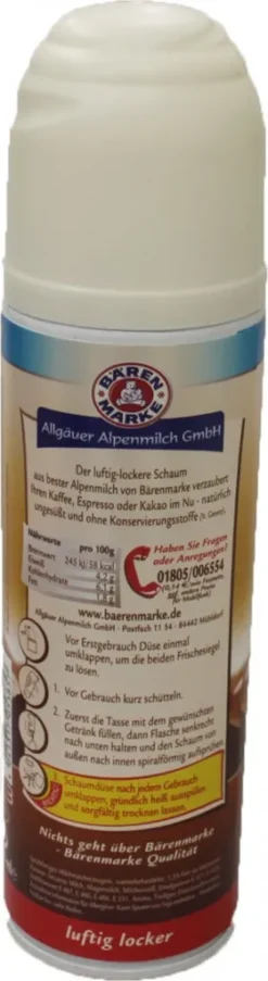 Bärenmarke Der Milch Schaum Luftig Locker In Der Sprühflasche 250ml 13 Bärenmarke Der Milch Schaum Luftig Locker In Der Sprühflasche 250ml -Bon Cafe Store 255a67a0b418428e5f1ed7c336d84703