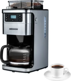 MEDION MD 15486 Kaffeemaschine Mit Mahlwerk Und Glaskanne, Wassertank: 1,5 Liter, 8 Mahlstufen, Max. 1050 Watt, Silber, Edelstahl 10 MEDION MD 15486 Kaffeemaschine Mit Mahlwerk Und Glaskanne, Wassertank: 1,5 Liter, 8 Mahlstufen, Max. 1050 Watt, Silber, Edelstahl -Bon Cafe Store 2f8f86503c5fdc925f3a956fe536f921
