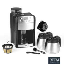 BEEM FRESH-AROMA-PERFECT Filterkaffeemaschine Mit Mahlwerk - Thermo | 2 Isolierkannen Kaffeemaschine Mahlwerk Timer 2x Thermoskanne Filterkaffeemaschine Kaffeeautomat -Bon Cafe Store 3021af1bba59773ac6fa83558e1b2ceb