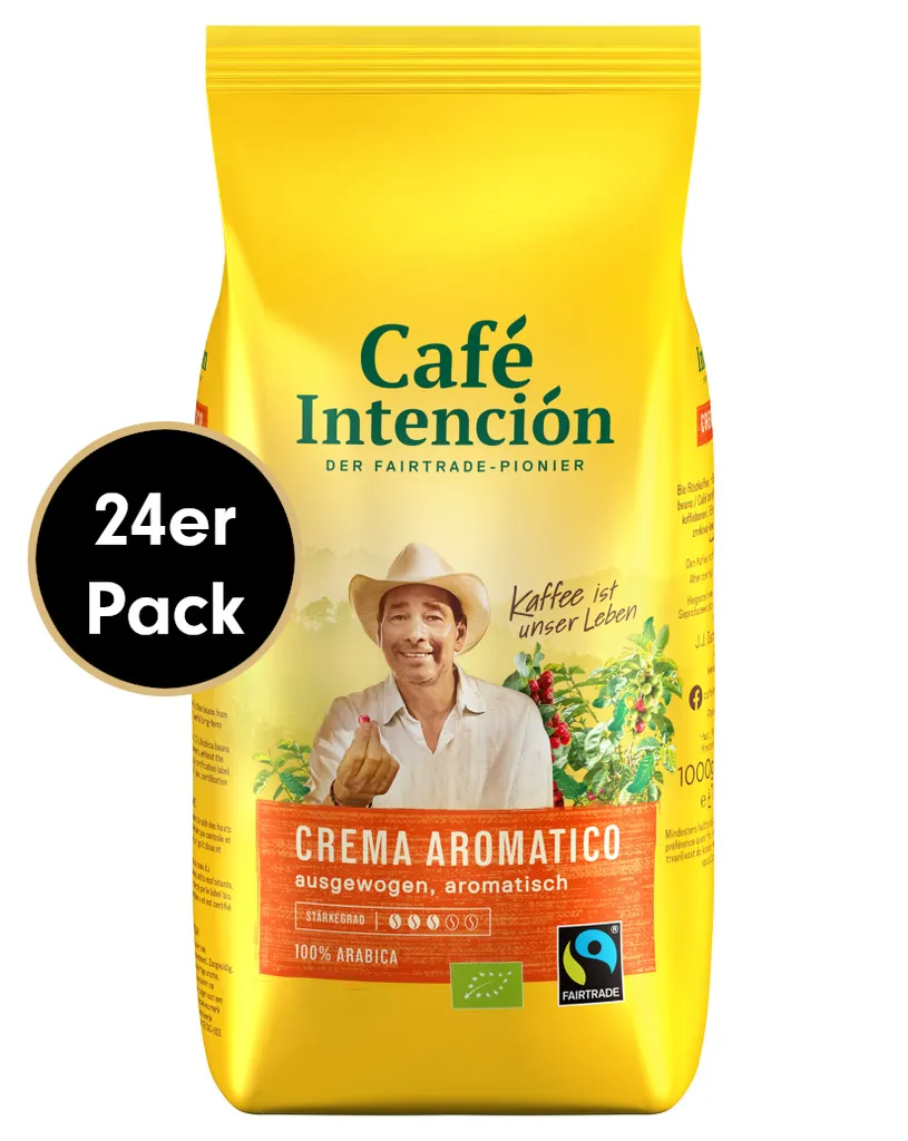 Kaffee-Mega-Sparpaket CREMA AROMATICO Von Café Intención, 24x1000g Bohnen 3 Kaffee-Mega-Sparpaket CREMA AROMATICO Von Café Intención, 24x1000g Bohnen