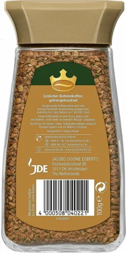 JACOBS Gold 6 X 100g Löslicher Kaffee 6 Gläser Instantkaffee Löskaffee -Bon Cafe Store 348065049c4e43fe2e466b1042899423