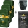 JACOBS Kaffeebohnen Krönung Crema 3 Kg Ganze Geröstete Bohnen + 1 Jacobs Barista Becher + 1 Dose