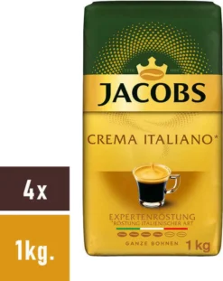 JACOBS Kaffeebohnen Expertenröstung Crema Italiano 4x1kg Ganze Kaffee Bohnen 19 JACOBS Kaffeebohnen Expertenröstung Crema Italiano 4x1kg Ganze Kaffee Bohnen -Bon Cafe Store 4500c6e2c0848b6d159e2b269f386b13