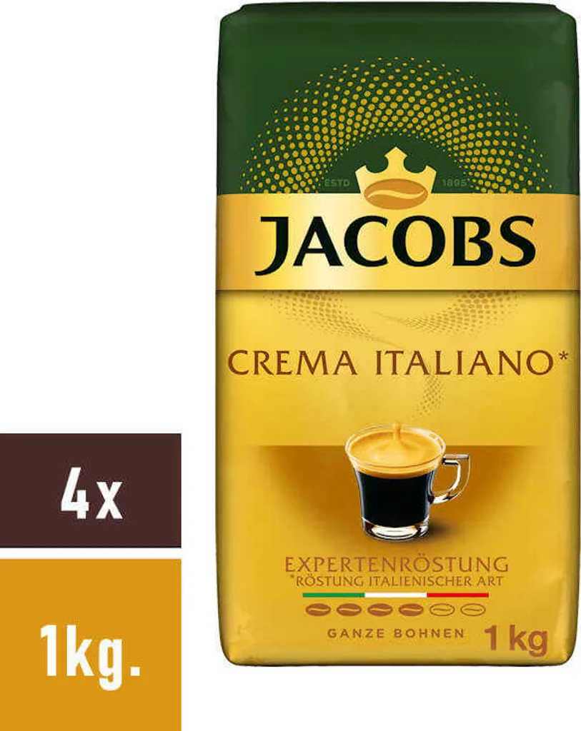 JACOBS Kaffeebohnen Expertenröstung Crema Italiano 4x1kg Ganze Kaffee Bohnen 10 JACOBS Kaffeebohnen Expertenröstung Crema Italiano 4x1kg Ganze Kaffee Bohnen – Bild 8