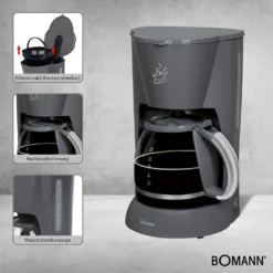 BOMANN Kaffeeautomat KA 183 CB Grau Filter Kaffeemaschine 12–14 Tassen 900W -Bon Cafe Store 54fdb61903182bcd7613a99ecdd080a7
