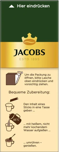 JACOBS Typ Cafe Crema Löslicher Kaffee 12 X 25 Sticks -Bon Cafe Store 5878cd1f126da5fb4bf5f4cba4ffe121