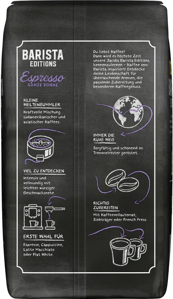 JACOBS Kaffeebohnen Barista Editions Espresso 2x1kg Ganze Bohne + Aluminium Dose Im Barista Design 7 JACOBS Kaffeebohnen Barista Editions Espresso 2x1kg Ganze Bohne + Aluminium Dose Im Barista Design – Bild 5