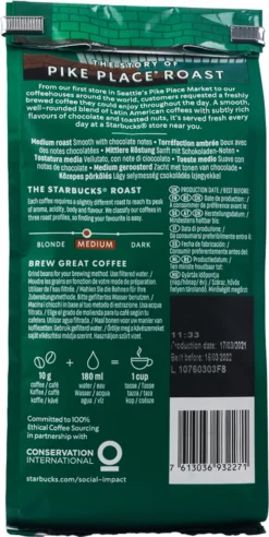 Nestlé® Starbucks Pike Place Roast, Medium, Ganze Bohne, 200 G 15 Nestlé® Starbucks Pike Place Roast, Medium, Ganze Bohne, 200 G -Bon Cafe Store 5e3f7258f73fa7686a5ebb74696caee4
