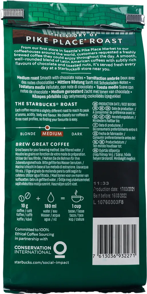 Nestlé® Starbucks Pike Place Roast, Medium, Ganze Bohne, 200 G 8 Nestlé® Starbucks Pike Place Roast, Medium, Ganze Bohne, 200 G – Bild 6