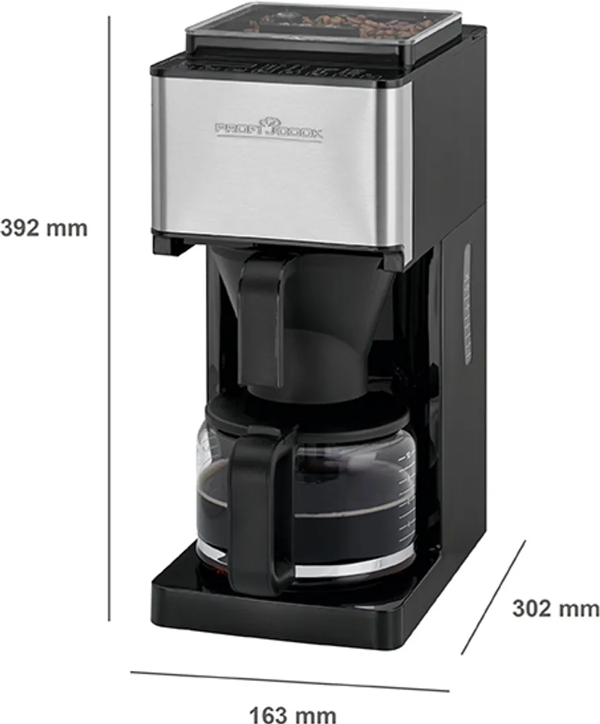 ProfiCook Kaffeeautomat Mit Mahlwerk PC-KA 1138 Edelstahl/schwarz Für 8-10 Tassen 9 ProfiCook Kaffeeautomat Mit Mahlwerk PC-KA 1138 Edelstahl/schwarz Für 8-10 Tassen – Bild 7