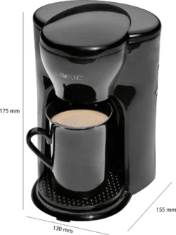 Clatronic KA 3356 1 Tassen-Kaffeeautomat, Platzsparendes Design (ideal Für Unterwegs), Automatische Abschaltung, Inkl. Keramiktasse, Schwarz -Bon Cafe Store 65c0db6984918e4bbcbcd7b11eae75a1