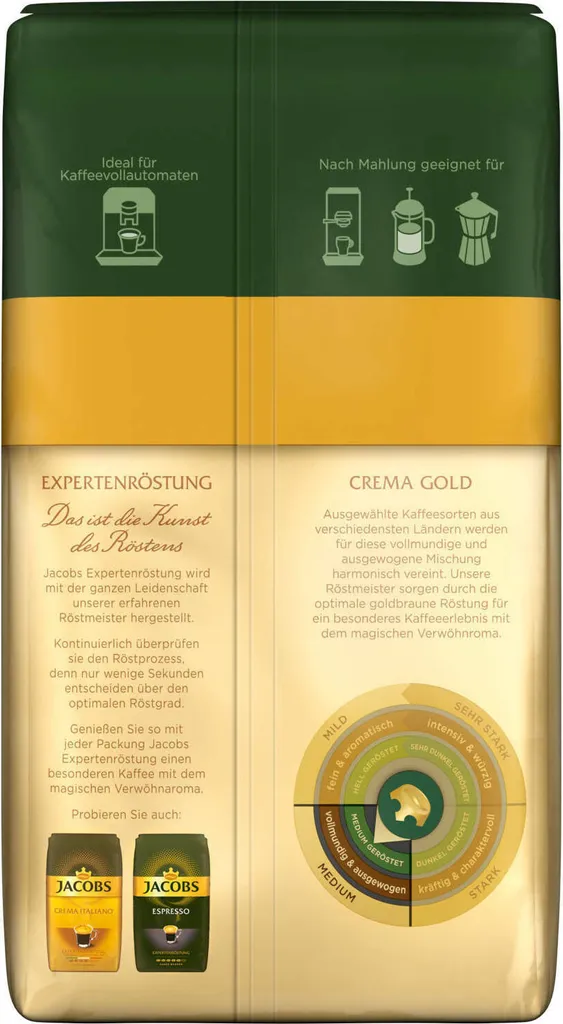 JACOBS Kaffeebohnen Expertenröstung Crema Gold 2 X 1 Kg Ganze Kaffee Bohnen Geröstet 7 JACOBS Kaffeebohnen Expertenröstung Crema Gold 2 X 1 Kg Ganze Kaffee Bohnen Geröstet – Bild 5