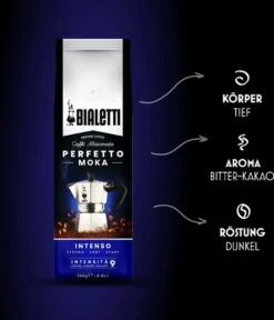 Bialetti Perfetto Moka Stark 250 G, 250 G, Dunkle Röstung, Kaffee, 30% Arabica, 70% Robust, Tasche -Bon Cafe Store 6e646dccf3d7bd6e2ba8a7d1b5c29e2a