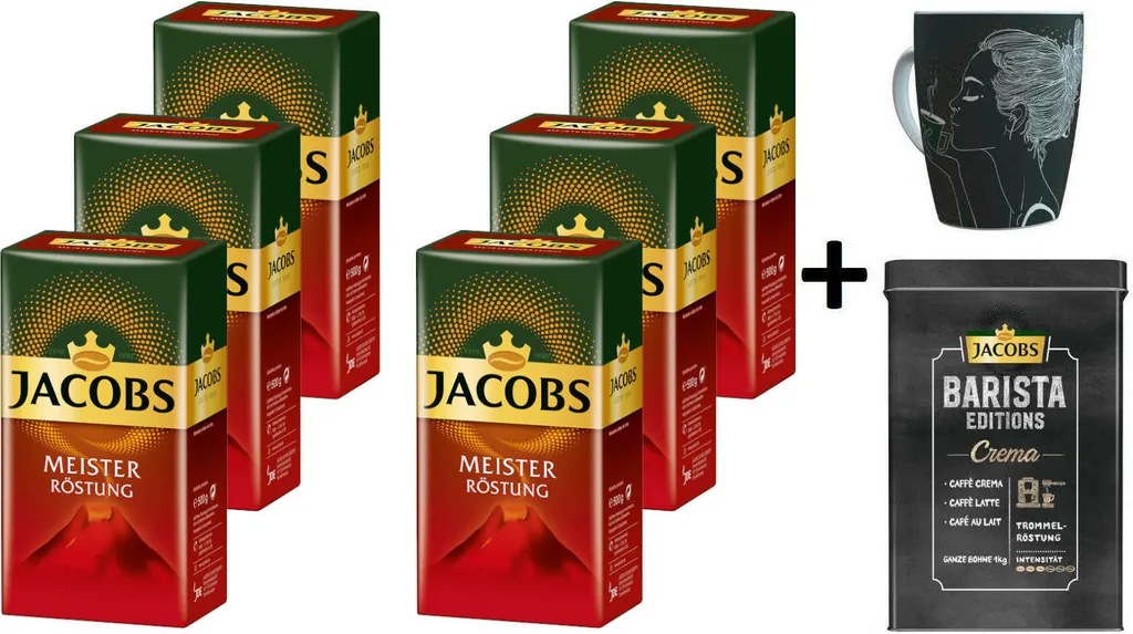 JACOBS Filterkaffee Meisterröstung 6 X 500 G Röstkaffee Gemahlen Pulverkaffee + 1 Becher + 1 Dose 3 JACOBS Filterkaffee Meisterröstung 6 X 500 G Röstkaffee Gemahlen Pulverkaffee + 1 Becher + 1 Dose
