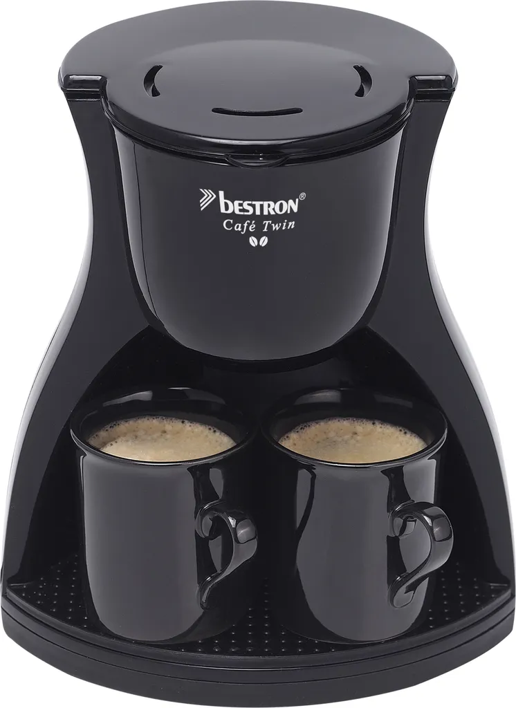 Bestron Duo-Kaffeemaschine Inkl. 2 Tassen, Für Gemahlenen Filterkaffee, 450 Watt, Schwarz 3 Bestron Duo-Kaffeemaschine Inkl. 2 Tassen, Für Gemahlenen Filterkaffee, 450 Watt, Schwarz
