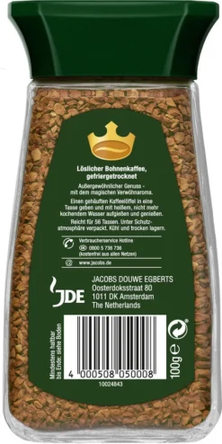 JACOBS Krönung 6 X 100g Löslicher Kaffee Instantkaffee 6 Gläser Löskaffee 8 JACOBS Krönung 6 X 100g Löslicher Kaffee Instantkaffee 6 Gläser Löskaffee -Bon Cafe Store 8000ce2f11ecabb843a04ac4345160d2