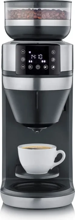 SEVERIN FILKA Vollautomat Für Filterkaffee Mit Glaskanne KA 4850 Aus Edelstahl, Matt-schwarz Edelstahl-gebürstet -Bon Cafe Store 8021b97c95e9f4b278dc8cfeb6078fd0