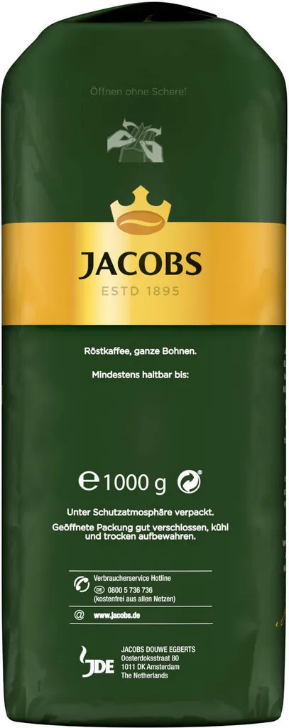 JACOBS Kaffeebohnen Krönung Crema Kräftig 3 Kg Geröstete Ganze Bohnen + 1 Jacobs Barista Becher + 1 Dose 9 JACOBS Kaffeebohnen Krönung Crema Kräftig 3 Kg Geröstete Ganze Bohnen + 1 Jacobs Barista Becher + 1 Dose – Bild 7