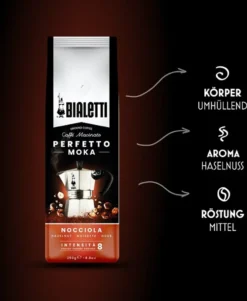 Bialetti Perfetto Moka Nocciola, Kaffee Gemahlen, Röstkaffee, Intensität 8, 250 G, 96080321 -Bon Cafe Store 8d8bcc4d8c159ca68cbf6b33f5a3bcb9