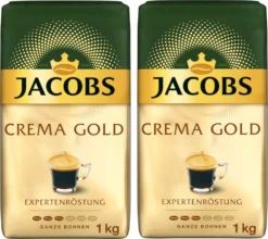 JACOBS Kaffeebohnen Expertenröstung Crema Gold 2 X 1 Kg Ganze Kaffee Bohnen + 1 Aluminium Dose Barista Design -Bon Cafe Store 9006951e7ae89852cdc22cfd7face40e