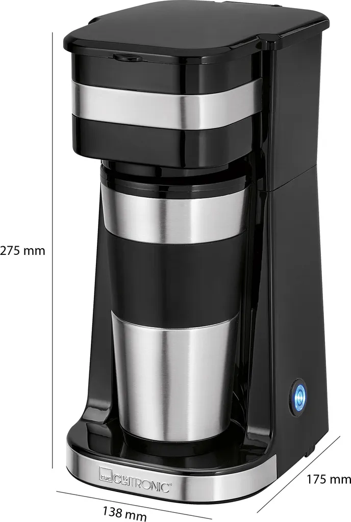 Clatronic KA 3733 Kaffeemaschine Für Coffee To Go, Inkl. 0,4 Liter Kaffeebecher Aus Edelstahl, Ideal Für Auto, Büro Und Unterwegs, Schwarz 10 Clatronic KA 3733 Kaffeemaschine Für Coffee To Go, Inkl. 0,4 Liter Kaffeebecher Aus Edelstahl, Ideal Für Auto, Büro Und Unterwegs, Schwarz – Bild 8