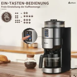 Kompakte Kaffeemaschinen Mit Mahlwerk Filterkaffeemaschine Kaffeemaschine Mit Mühle Für Bohnenkaffee Und Kaffeepulver 2/4/6 Tassen, Schwarz -Bon Cafe Store 92787513030259b398fabcfcd4cd093f