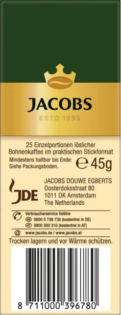 JACOBS Typ Cafe Crema Löslicher Kaffee 12 X 25 Sticks -Bon Cafe Store 9f5cdfef962f5f02556217479788c3c5
