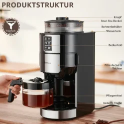 Kompakte Kaffeemaschinen Mit Mahlwerk Filterkaffeemaschine Kaffeemaschine Mit Mühle Für Bohnenkaffee Und Kaffeepulver 2/4/6 Tassen, Schwarz -Bon Cafe Store a6fd5ffcb422e495f339edd221c62ddc