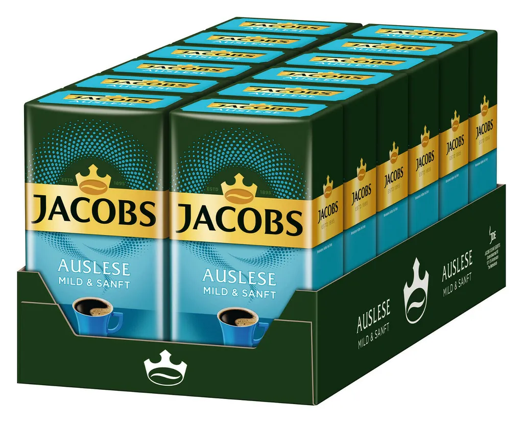 JACOBS Auslese Mild + Sanft Filterkaffee 12 X 500 G Kaffee Gemahlen 4 JACOBS Auslese Mild + Sanft Filterkaffee 12 X 500 G Kaffee Gemahlen – Bild 2