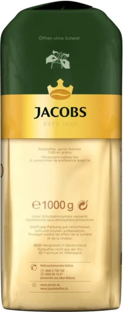 JACOBS Kaffeebohnen Expertenröstung Crema Gold 2 X 1 Kg Ganze Kaffee Bohnen + 1 Aluminium Dose Barista Design -Bon Cafe Store adee64c1de8f7e0578b469b14199ac03 1