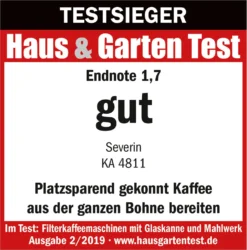 Severin KA 4811 Filterkaffeemaschine Mit Mahlwerk Für 6 Tassen Edelstahl Schwarz -Bon Cafe Store af67feb886d0833e6facefa3f6e31602