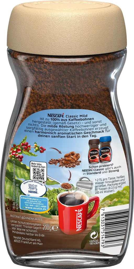 Nestlé® Nescafé Classic Mild | Löslicher Kaffee | 200g-Glas 7 Nestlé® Nescafé Classic Mild | Löslicher Kaffee | 200g-Glas – Bild 5