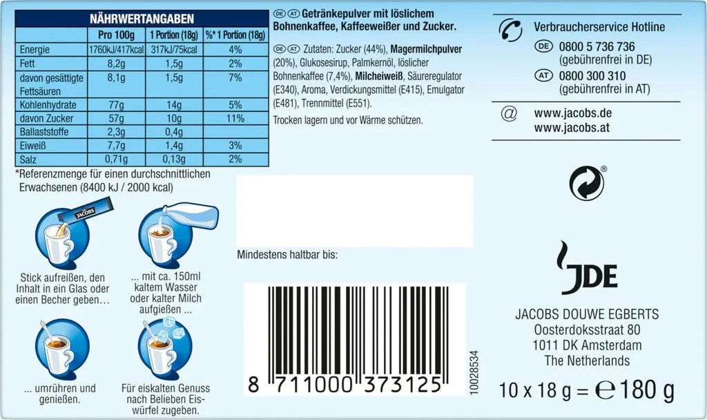 JACOBS Löskaffee 3in1 Typ Ice Coffee Löslicher Kaffee 12 X 10 Getränke Sticks 7 JACOBS Löskaffee 3in1 Typ Ice Coffee Löslicher Kaffee 12 X 10 Getränke Sticks – Bild 5