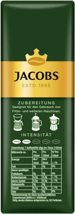 JACOBS Krönung Balance Filterkaffee 12 X 500 G Gemahlener Röstkaffee -Bon Cafe Store beaf445dc74f860a57477def028e588d