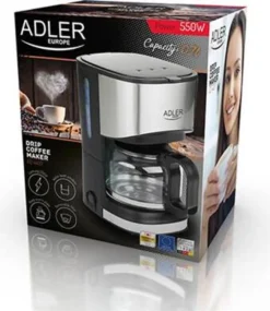 Adler AD-4407 Tropfkaffeemaschine 8 Tassen, Edelstahl, BPA-frei, 550 W, 550 W, 0,7 Liter, Schwarz Und Grau -Bon Cafe Store bedd89606f961d97d22e3c08ef146c30