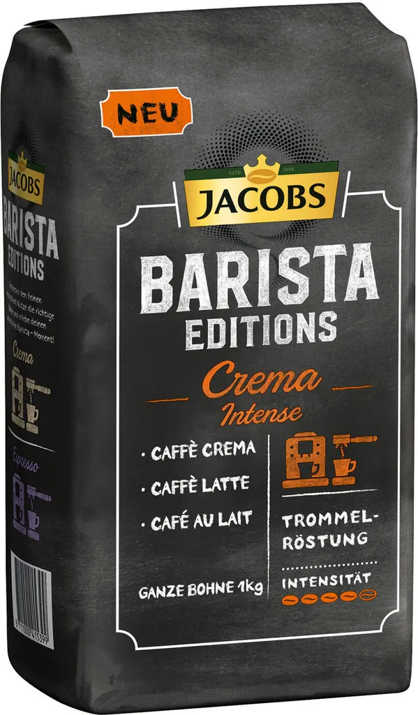 Jacobs Barista Editions Crema Intense, Bohnenkaffee, Ganze Bohnen, Röstkaffee, Kaffeebohnen, 4 X 1000 G 6 Jacobs Barista Editions Crema Intense, Bohnenkaffee, Ganze Bohnen, Röstkaffee, Kaffeebohnen, 4 X 1000 G – Bild 4