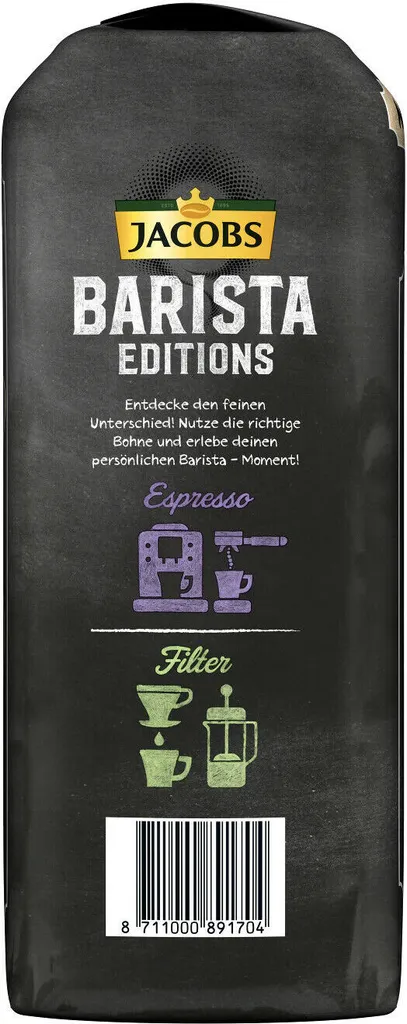 JACOBS Kaffeebohnen Barista Editions Crema Ganze Bohne 4x1 Kg + 2 Alu Dosen Im Barista Design 8 JACOBS Kaffeebohnen Barista Editions Crema Ganze Bohne 4x1 Kg + 2 Alu Dosen Im Barista Design – Bild 6
